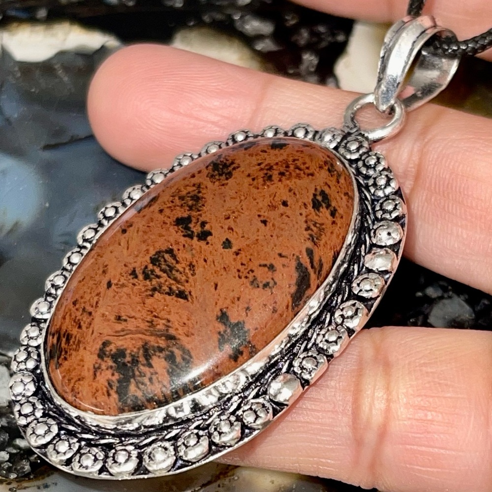 Mountain Mahogany Obsidian Jasper Pendant 2 1/2”